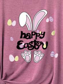 SHEIN LUNE 大尺碼卡通字母圖案圓領短袖t恤