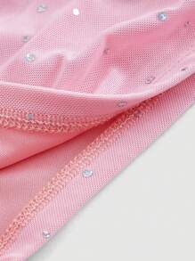 SHEIN MOD Women's Glitter Mesh Strapless Concert Top - Pink - View 4