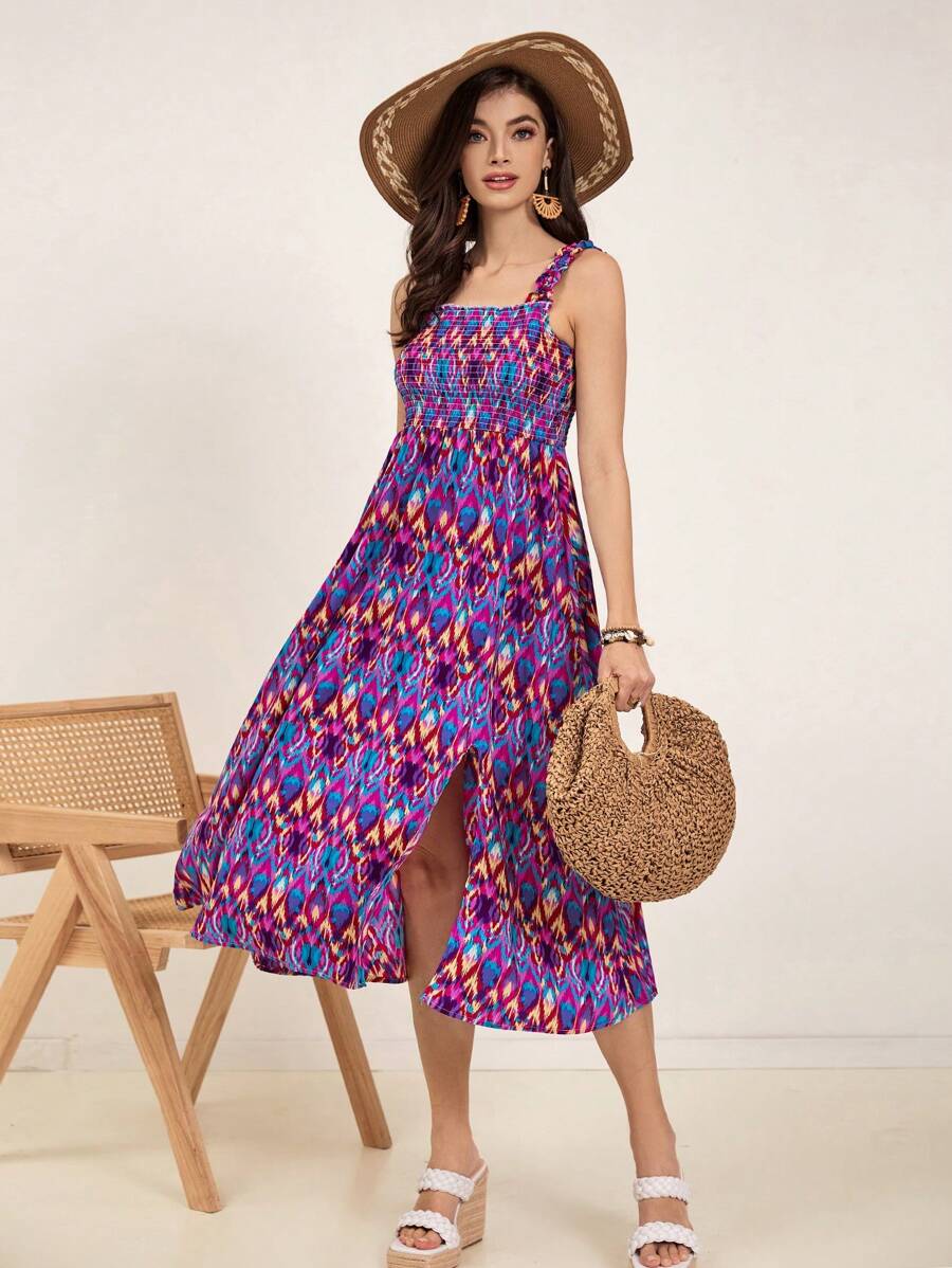 Aveloria Women's Random Printed Vacation Style Cami Dress - Multicolor - View 1