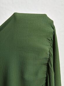 SHEIN Clasi Plus Size Women's Lace Trim V-Neck Dress - Green - View 7