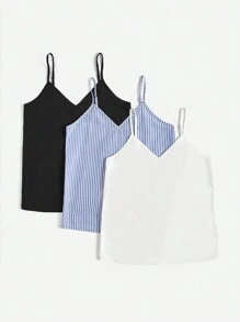 SHEIN VCAY 女士單色條紋背心上衣
