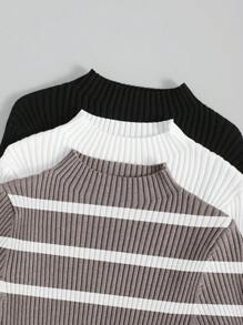 Franclia 3 件立领长袖套头毛衣，长袖上衣 - 彩色 - 查看 4