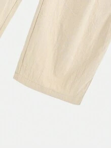 Genlund Calças Masculinas De Bolso Inclinado De Cor Sólida - Bege - Visão 5