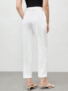 BizChic Women's Solid Color Tapered Slim Fit Suit Pants - White - View 2