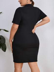 SHEIN Essnce Kích thước lớn Của phụ nữ Mới Thời trang Mùa hè , Giải trí Và Thoải mái Đào Chặt Đầm - màu đen - Xem 2