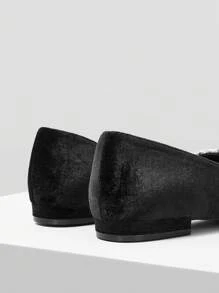 MOTF PREMIUM Bowknot Pha lê Thoải mái Của phụ nữ Giày phẳng - màu đen - Xem 7