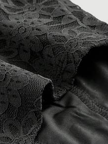 SHEIN MOD 女士蝴蝶結裝飾不對稱搭扣蕾絲修邊細肩帶背心上衣 - 黑色 - 查看 3