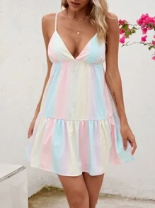 Soleia Ombre Ruffle Hem Cami Dress Pastel Dress - Multicolor - View 4