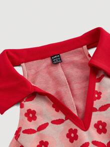 SHEIN MOD Đỏ  Retro Đan Của phụ nữ Váy không tay - Đỏ - Xem 3