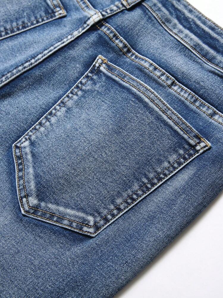 Men's Floral Embroidery Frayed Denim Shorts