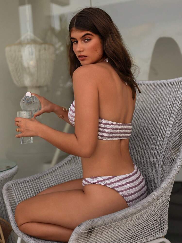 Women's Striped Bikini Set Summer Beach