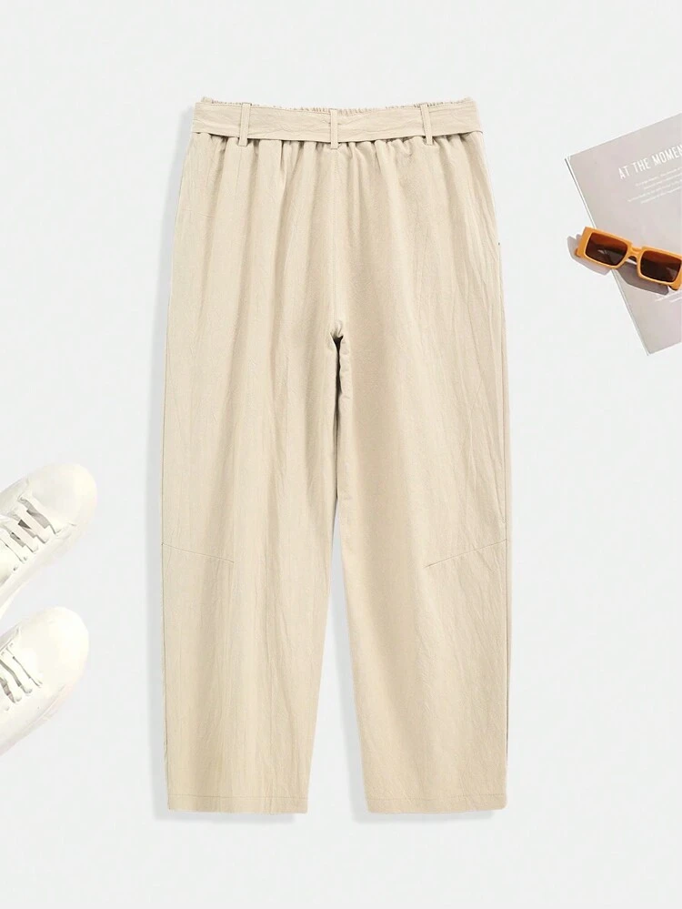 Men's Solid Color Slanted Pocket Pants