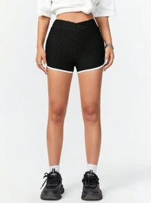 Muchica 女士針織休閒短褲打底褲 - 黑色 - 查看 1