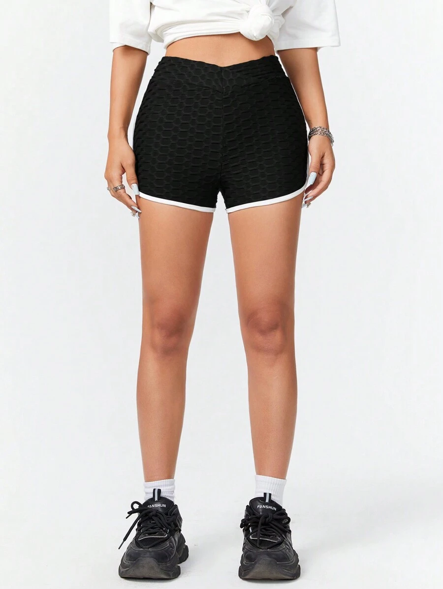 Muchica 女士針織休閒短褲打底褲 - 黑色 - 查看 1