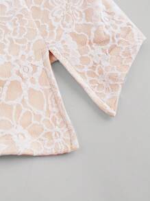 SHEIN MOD Women's Asymmetric Hem Strapless Lace Top