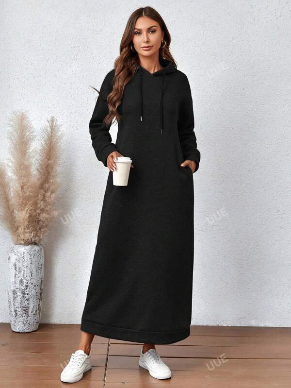 Robe À Capuche À Poche Kangourou Épaule tombante