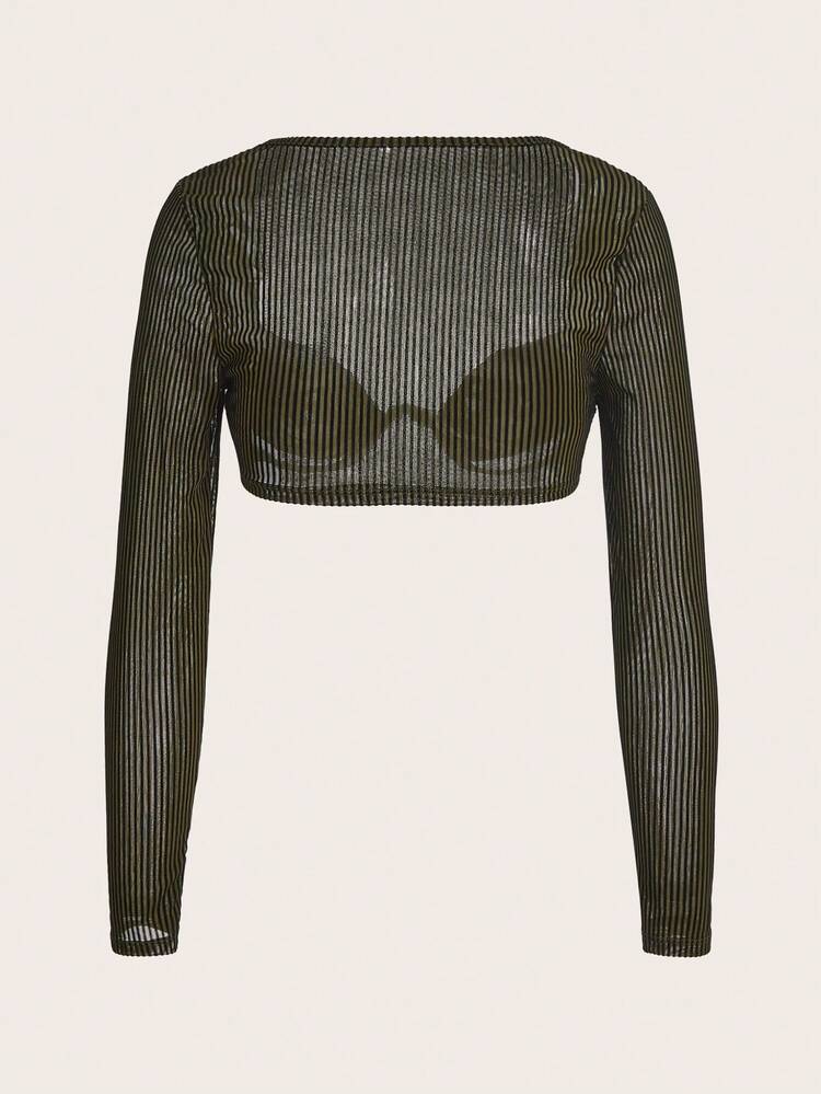 Women's Long Sleeve Cropped Bustier Top