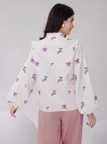 Seusyu 女款花卉印花燈籠袖襯衫