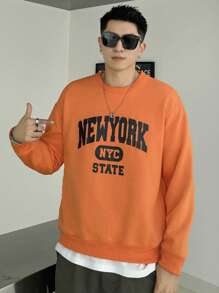 DAZY Nam Đồ họa Chữ cái Thả vai Áo nỉ - trái cam - Xem 9