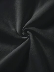 SHEIN EZwear Áo nỉ có dây rút in hình chân dung người ngoại cỡ - Màu xám đen - Xem 4