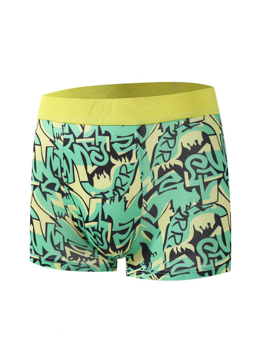 Men's Random Printed Boxer Shorts - Green - View 1