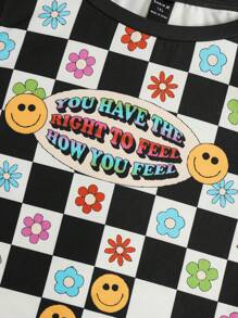 themindfulbutterflyy Artist Girlcore Women's Plus Size Slim Fit Round Neck Cartoon Print Flower Pattern Tank Top, For Holiday, Vacation, Spring, Beach, Going Out, Festival, Ibiza Fits