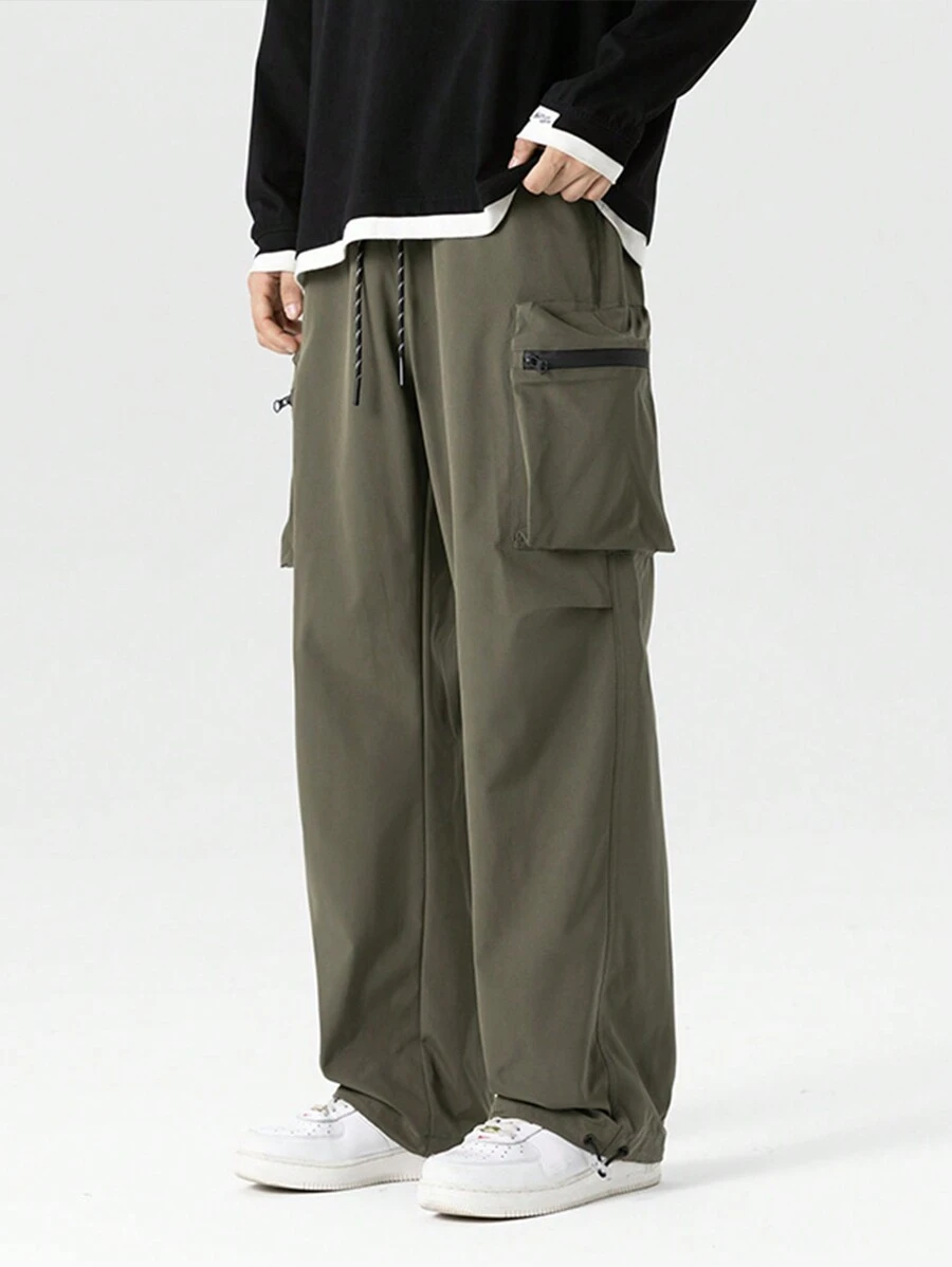 Men's Spring And Autumn New Retro Loose Casual Cargo Pants, Breathable - Army Green - View 1