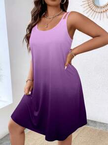 Calvaya Váy thường ngày Ombre cỡ lớn cho mùa hè - Màu tím hoa cà - Xem 4