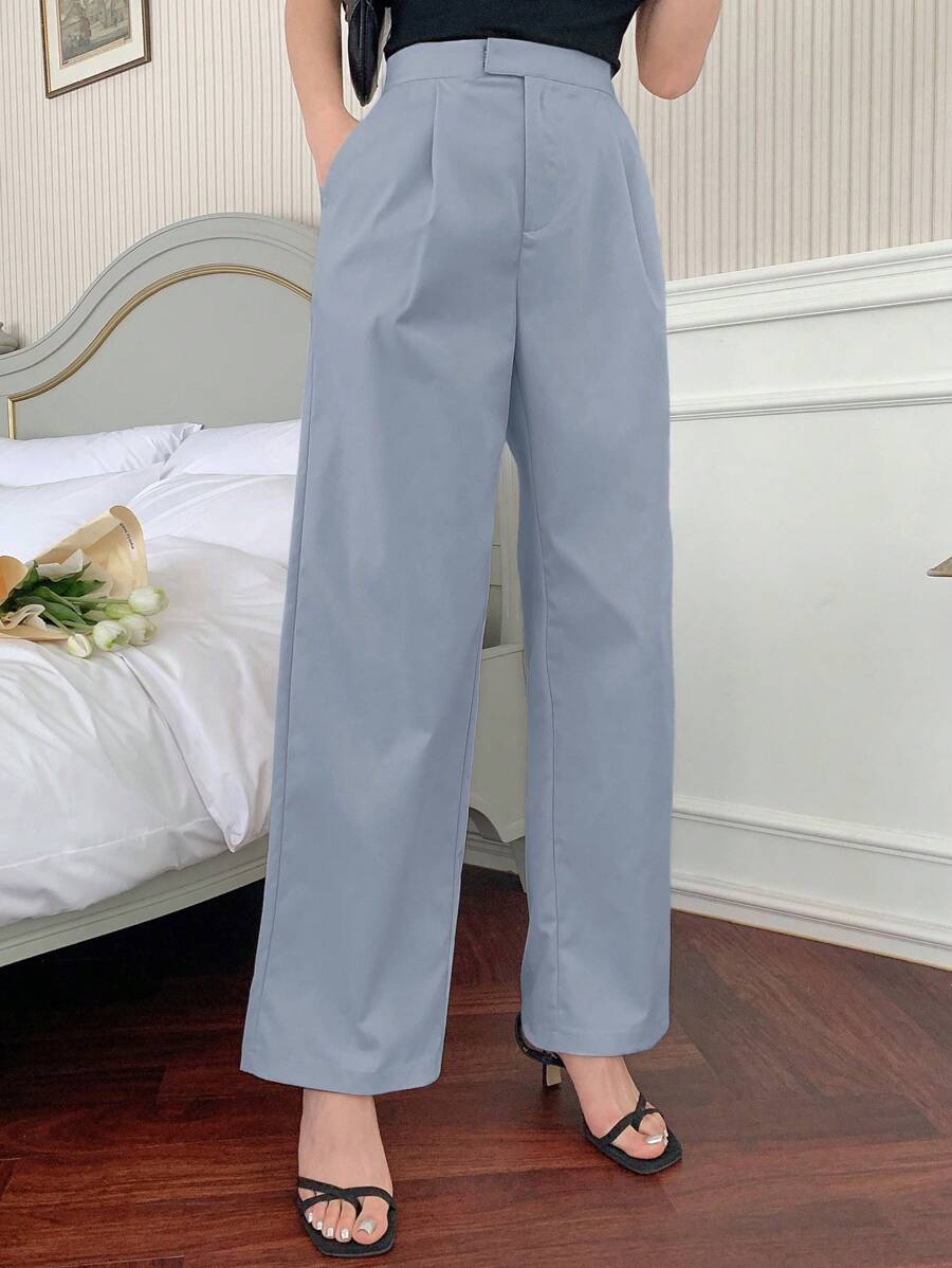 DAZY Pantalones rectos casuales de unicolor para mujer - Azul - Ver 1