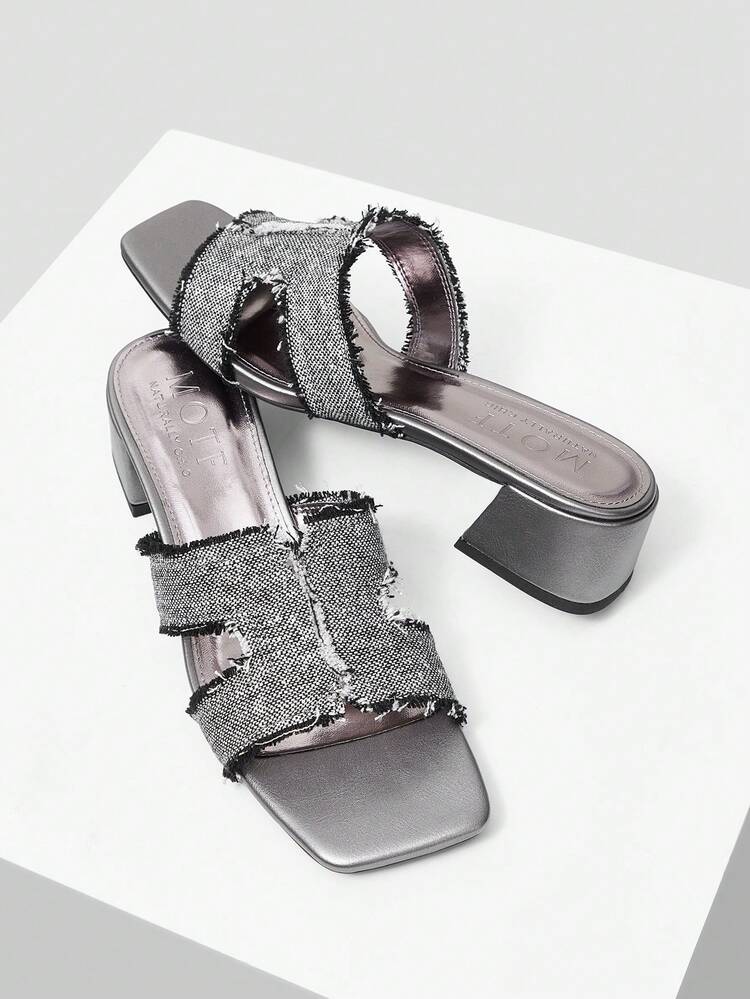 SQUARE TOE LOW HEEL WOMEN'S HIGH HEEL SANDALS