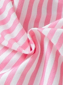 SHEIN Vintaside Kids Quần short hoa trơn có sọc hồng dễ thương cho bé gái, giản dị và đa năng, Bộ 3 món - Nhiều màu - Xem 7
