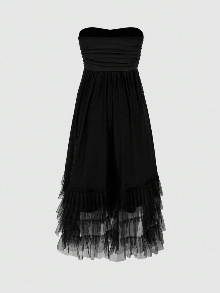 Strapless Pleated Dress