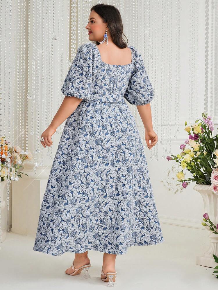 Plus Size Women's Summer Floral Print Dress Long Evening Dresses