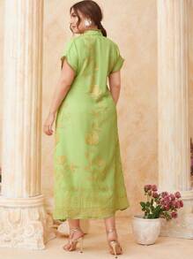 Al Najma Grote maten Elegant Jurken Met Geborduurde bloemen , Kralen , En Franje decoratie