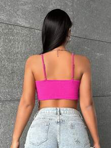 SHEIN SXY Canotta In Maglia Senza Maniche Con Spalle Scese E Cinghie Sottili, Dettagli In Tessuto Jacquard E Orlo - Multicolore - Visualizzare 9
