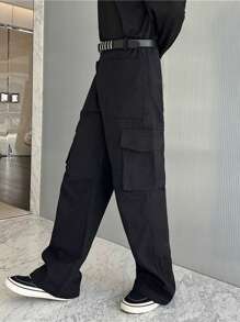 Manfinity EMRG Pantalones De Carga De Color Sólido Para Hombres - Negro - Ver 3