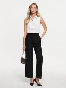 BizChic CAMISA DE DOBLE BOTONADURA TEJIDA 2 EN 1 PARA MUJER, ROPA CASUAL DE OFICINA PARA MUJERES