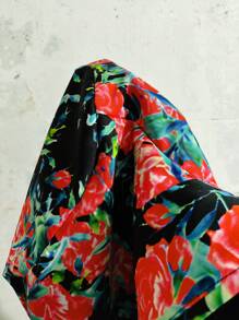 SHEIN Unity Women's Rose Print Shawl Collar Blazer Jacket - Multicolor - View 6