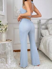 Conjunto de pijama con cuello halter asimétrico para mujer