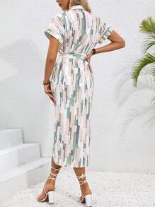 SHEIN Clasi Ladies' Random Print Shirt Dress - Multicolor - View 2