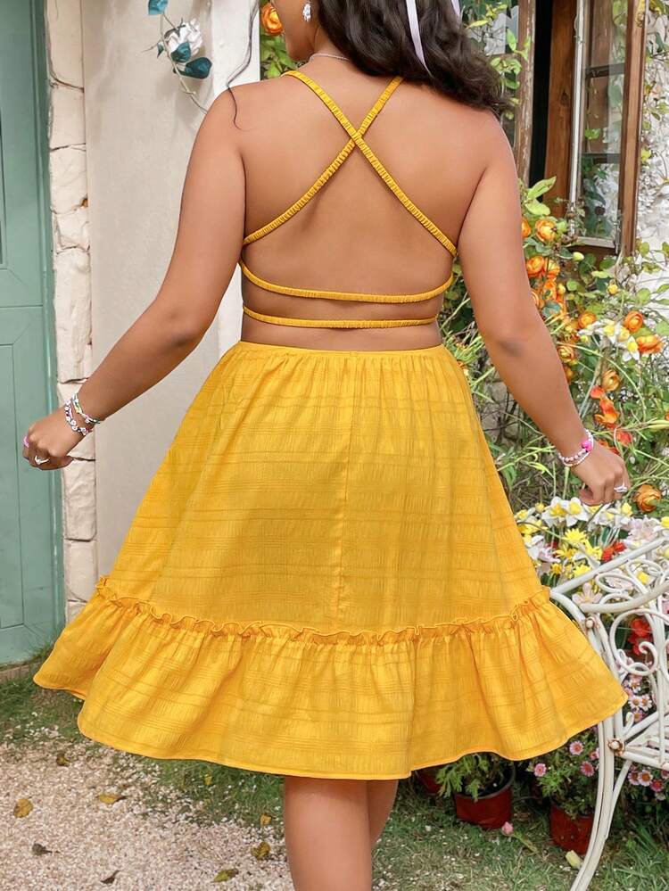 Plus Size Cross Back Cami Dress