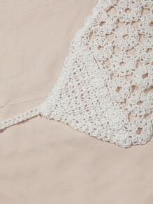 SHEIN Swim Summer Women's One Piece Knitted Cover Up Top With Back Knot And Halter Hook - White - View 4