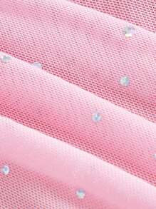 SHEIN MOD Women's Glitter Mesh Strapless Concert Top - Pink - View 3