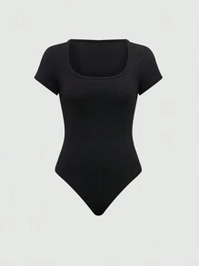 Franclia Plain Color Asymmetric Hem Top And Pants Two Piece Set - Black - View 8