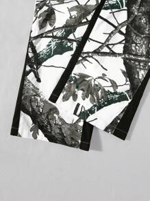 Manfinity Roghcode Quần dài nam in họa tiết cây, quần dài màu xanh lá cây đi nghỉ, quần túi hộp rộng thùng thình, quà tặng cho chồng, bạn trai - Nhiều màu - Xem 8