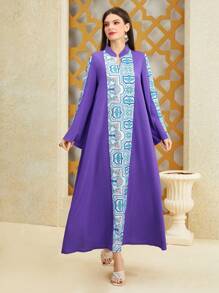 Al Najma 缺口领长喇叭袖端庄连衣裙