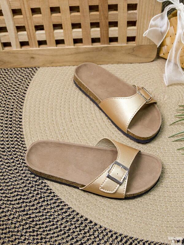 Damen gelbe modische Sandalen mit weichem Korkboden, Sommer