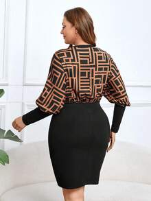 SHEIN Clasi Đầm bodycon in hình học cỡ lớn cho nữ - Nhiều màu - Xem 2