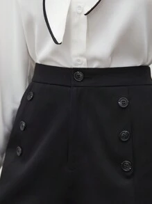 BizChic Ladies' Double-Breasted Straight Shorts - Black - View 6