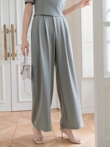 DAZY Của phụ nữ Ống tay áo Áo Và Lỏng lẻo Quần Hai chiếc Bộ - Màu xanh Bạc hà - Xem 7